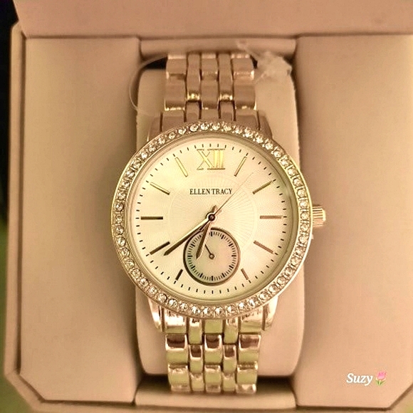 ELLEN TRACY Rhinestone Golden Watch - Picture 4 of 6